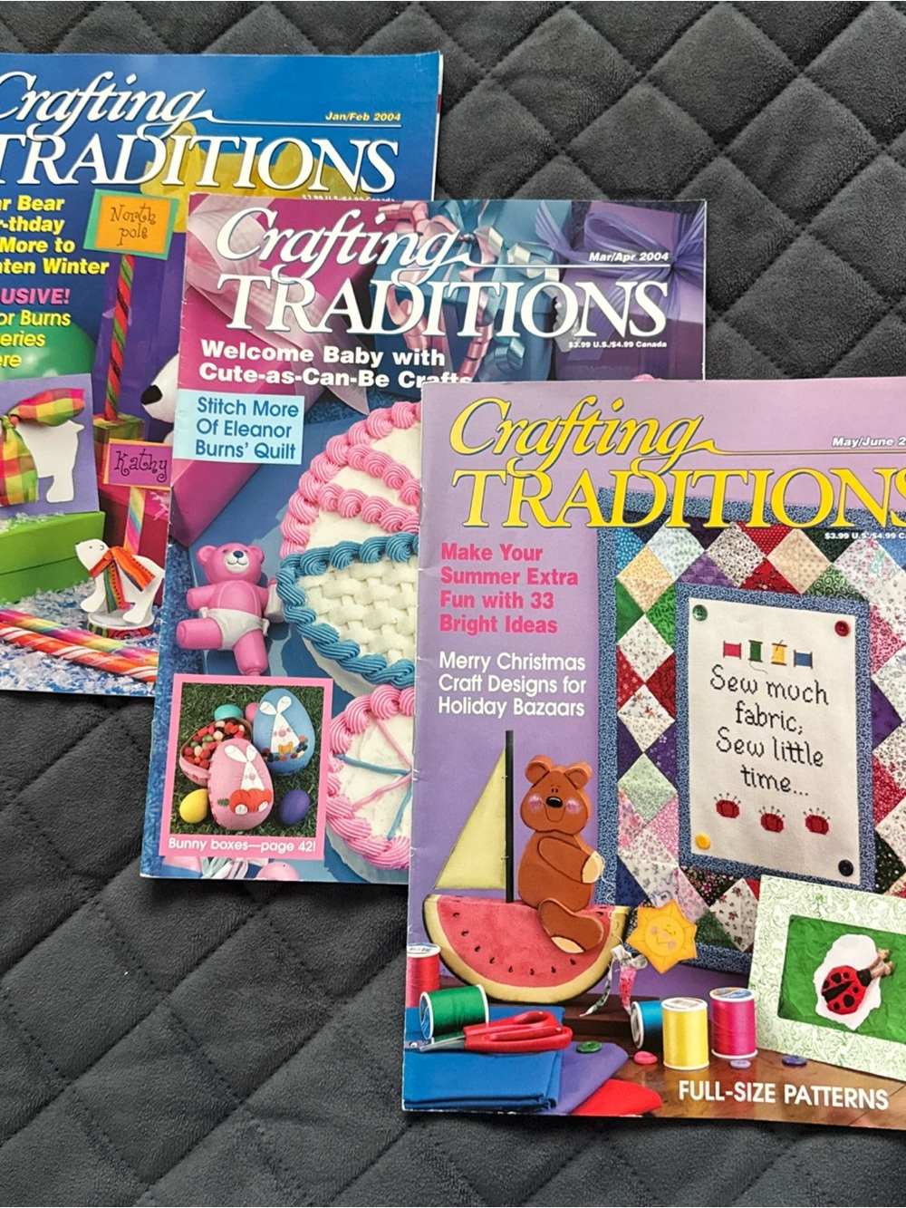 Lot Of 3 Crafting Traditions Magazines Jan- June 2004 Full Size Patterns